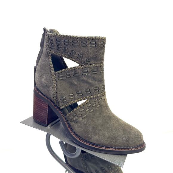 Sbicca Olive Green Block Suede Leather Heel Ankle Boots Booties Shoes Size 8.5 - Picture 1 of 8